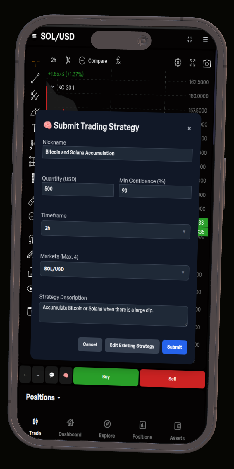 Trading platform dashboard interface