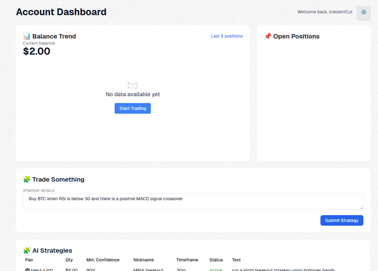 Funding interface showing deposit options