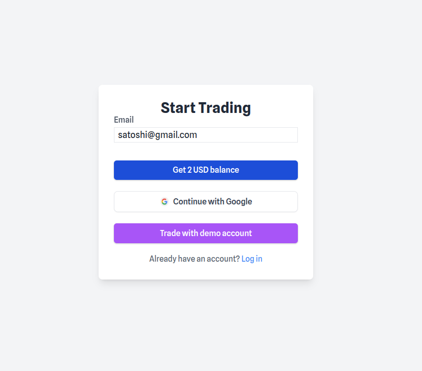 Account creation interface showing signup form