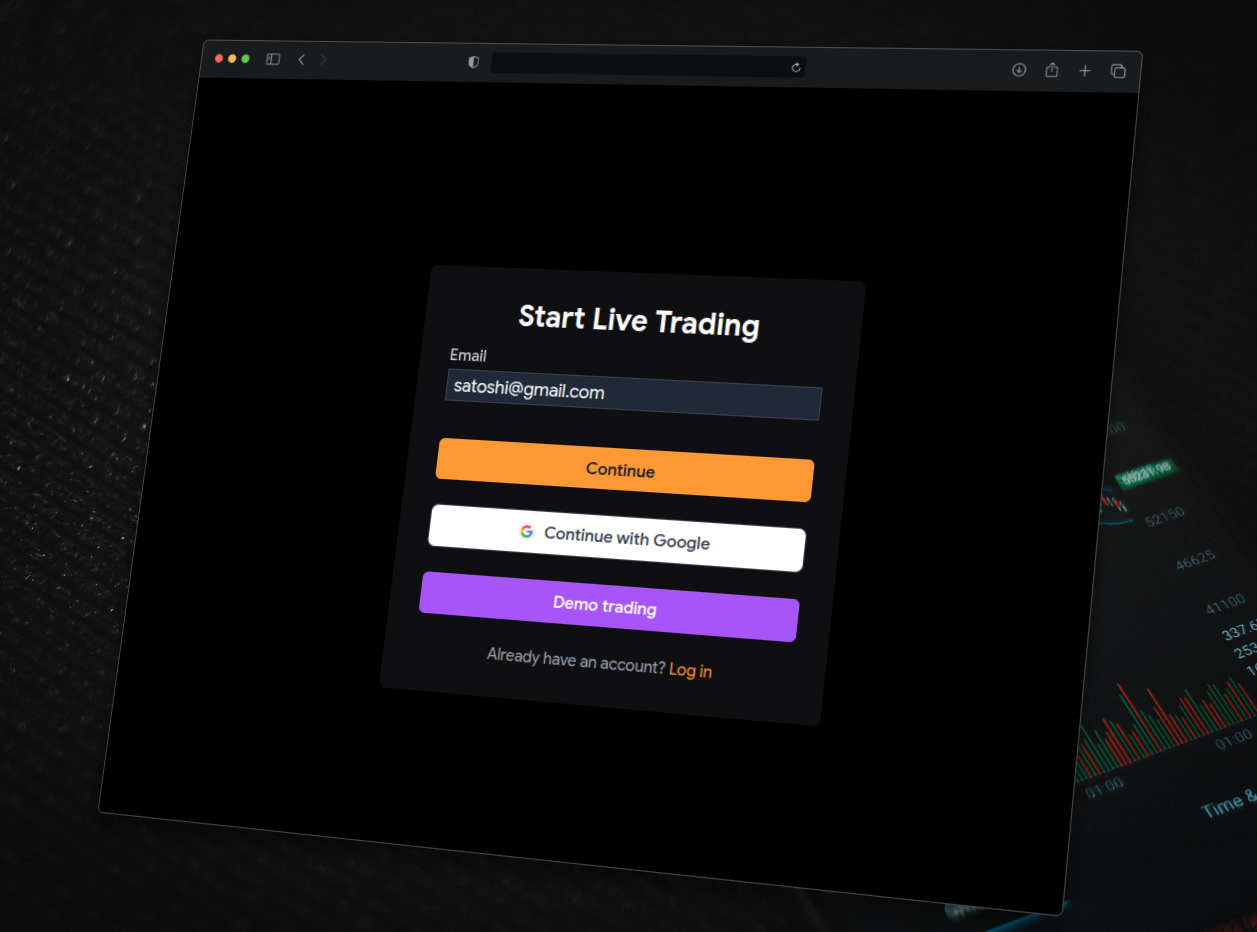 Account creation interface showing signup form
